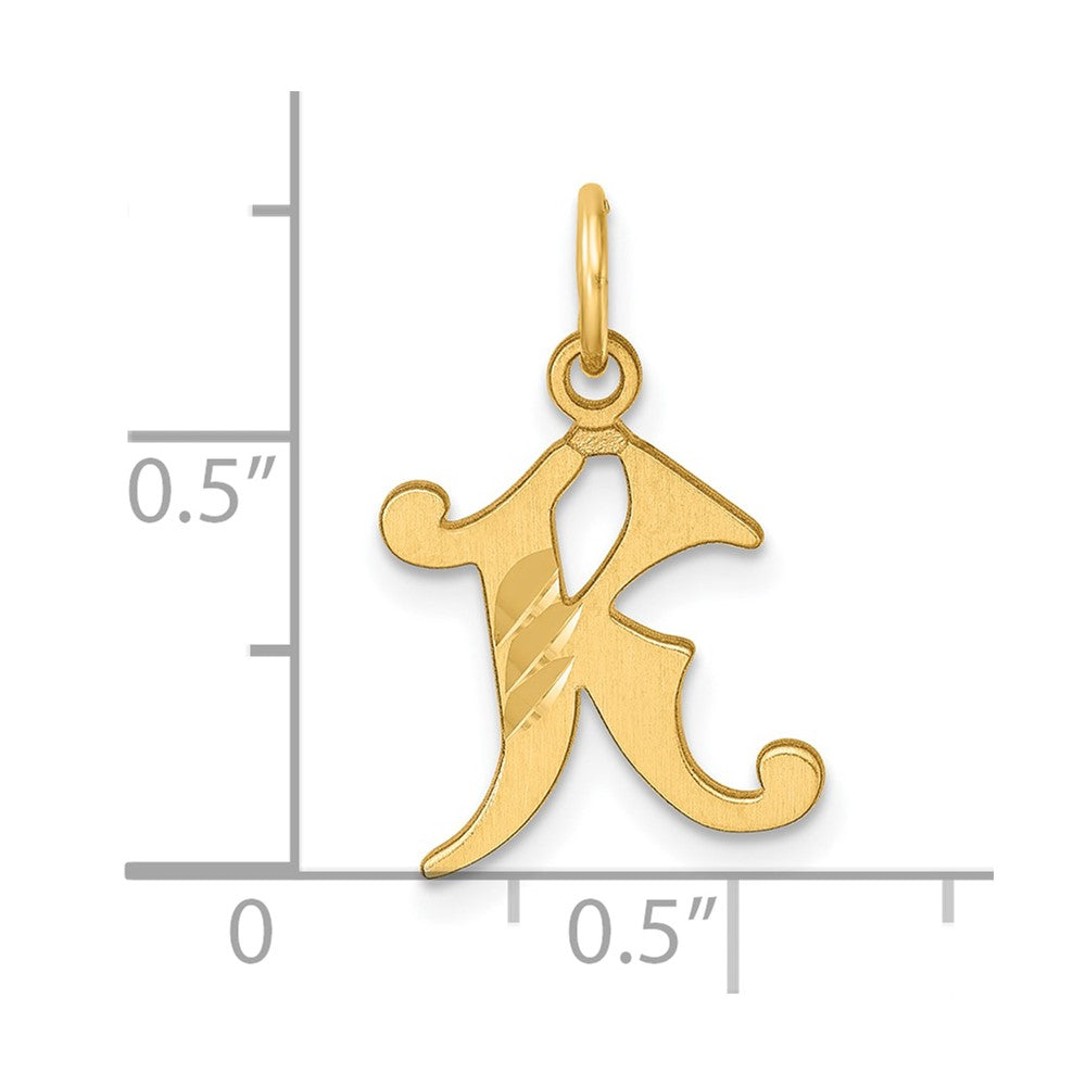 14K Diamond-cut Letter K Initial Charm