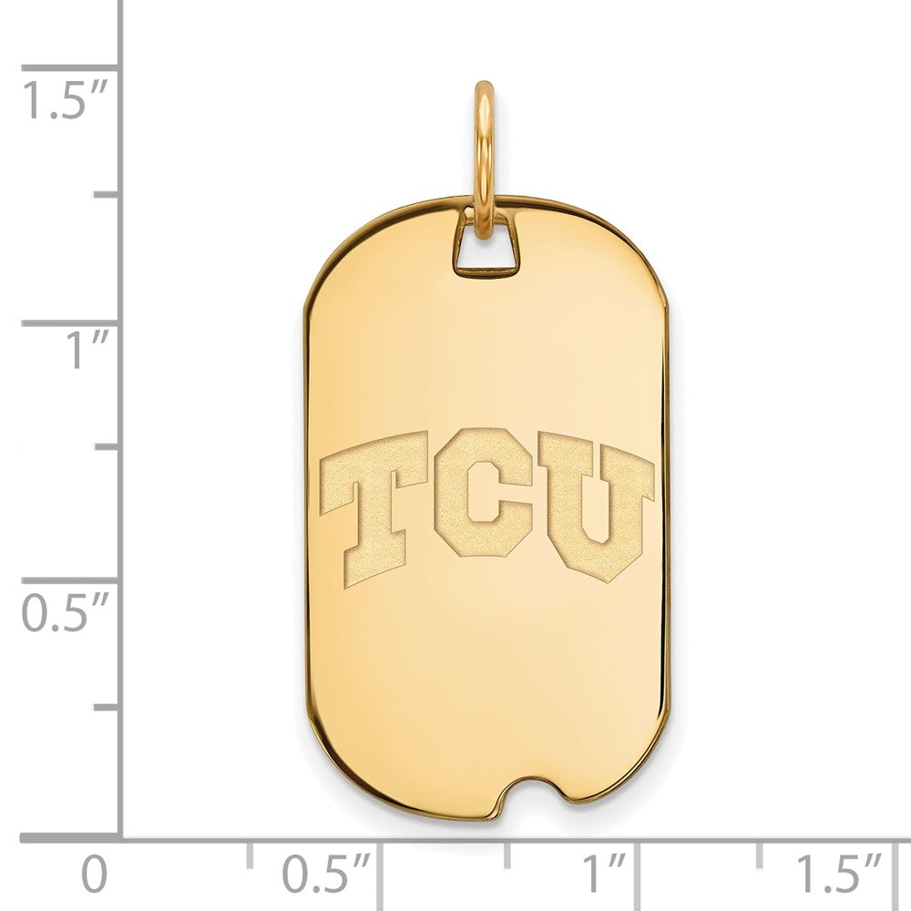 Sterling Silver Gold-plated LogoArt Texas Christian University T-C-U Small Dog Tag Pendant