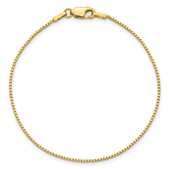 14K 7 inch 1mm Box with Lobster Clasp Bracelet 7 inches