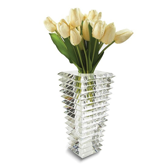 Large Crystal Inverted Pyramid Vase