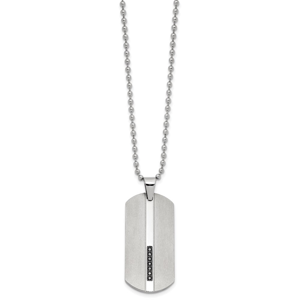 Steel Dog Tag with Black Dia. & 24in 2.4mm Bead Chain