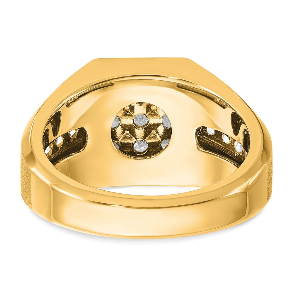 IBGoodman 10k Men's Polished and Satin 1 Carat A Quality Diamond Square Cluster Ring