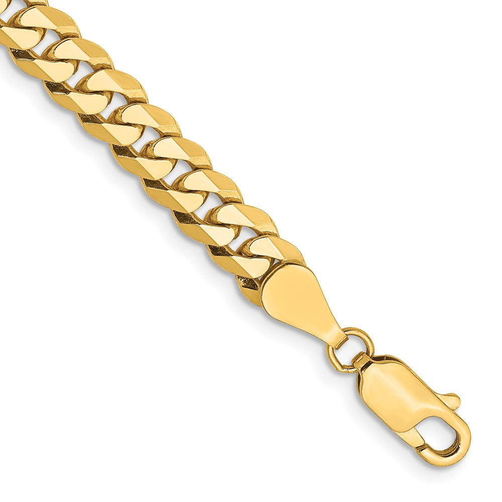 14K 7 inch 5.75mm Flat Beveled Curb with Lobster Clasp Bracelet 7 inches