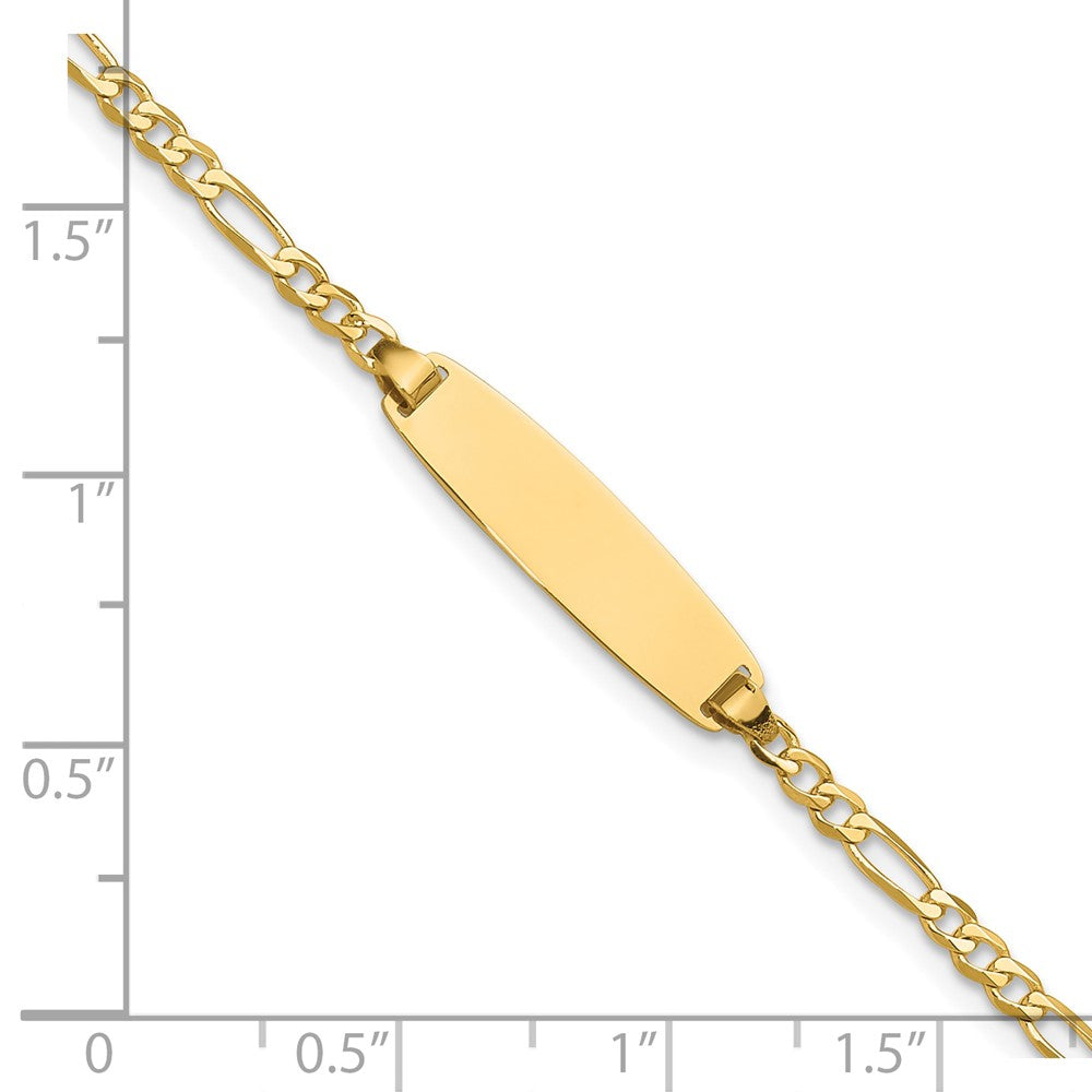 14k Polished Solid Chain/Solid Plate Figaro Link 19.5x5.5mm Plate 7 inch ID Bracelet