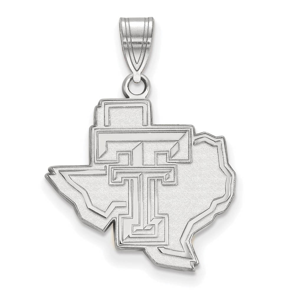 Sterling Silver LogoArt Official Licensed Collegiate Texas Tech University (TTU) Large Pendant