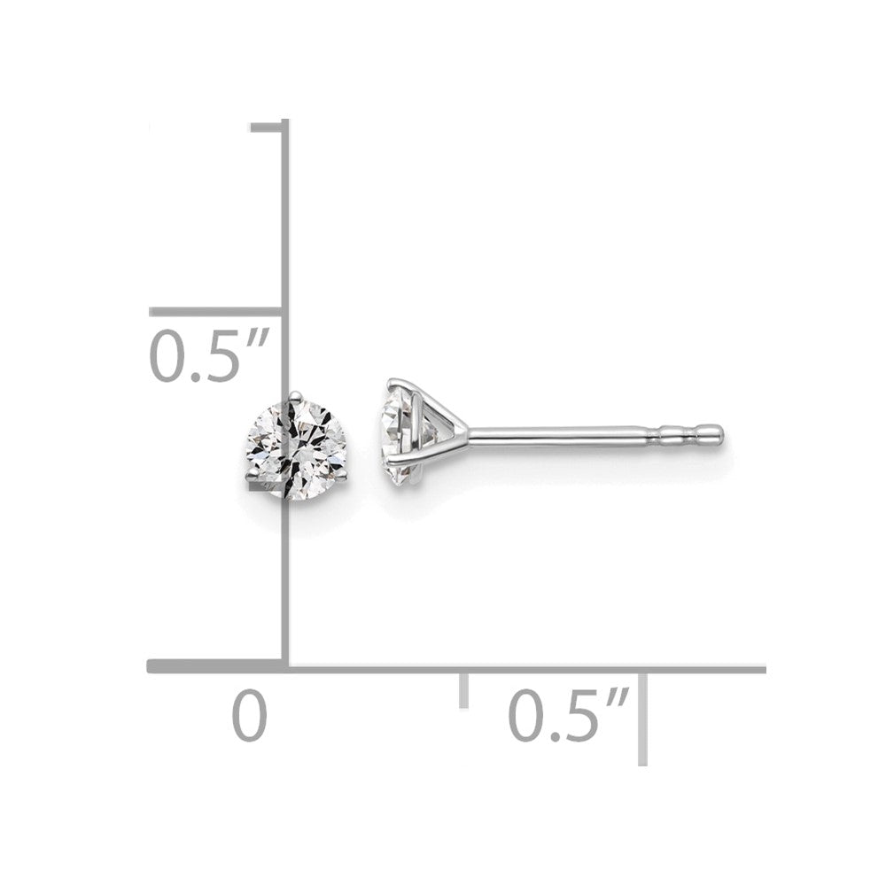 14k White Gold 3/8 ctw Lab Grown Diamond VS+ F+ Round 3 Prong Heavy Wt. Stud Earrings