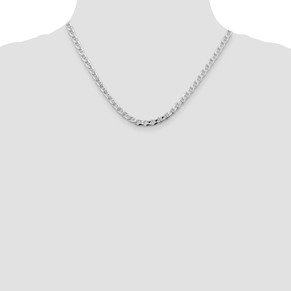 Sterling Silver Rhodium-plated 4.65mm D/C Flat Anchor Curb Chain 18 Inches