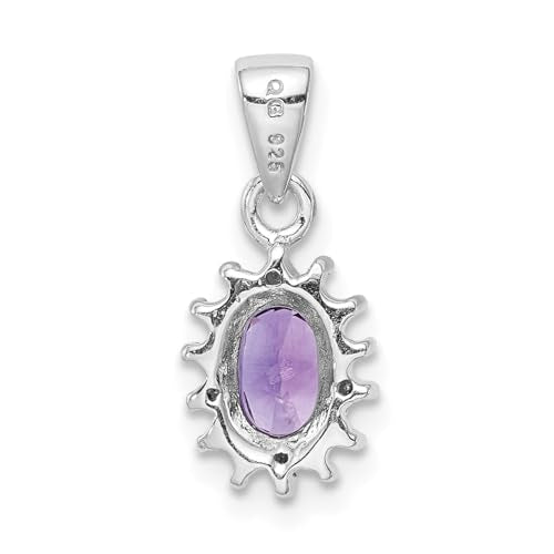 Sterling Silver Rhodium Plated Amethyst and Diamond Pendant