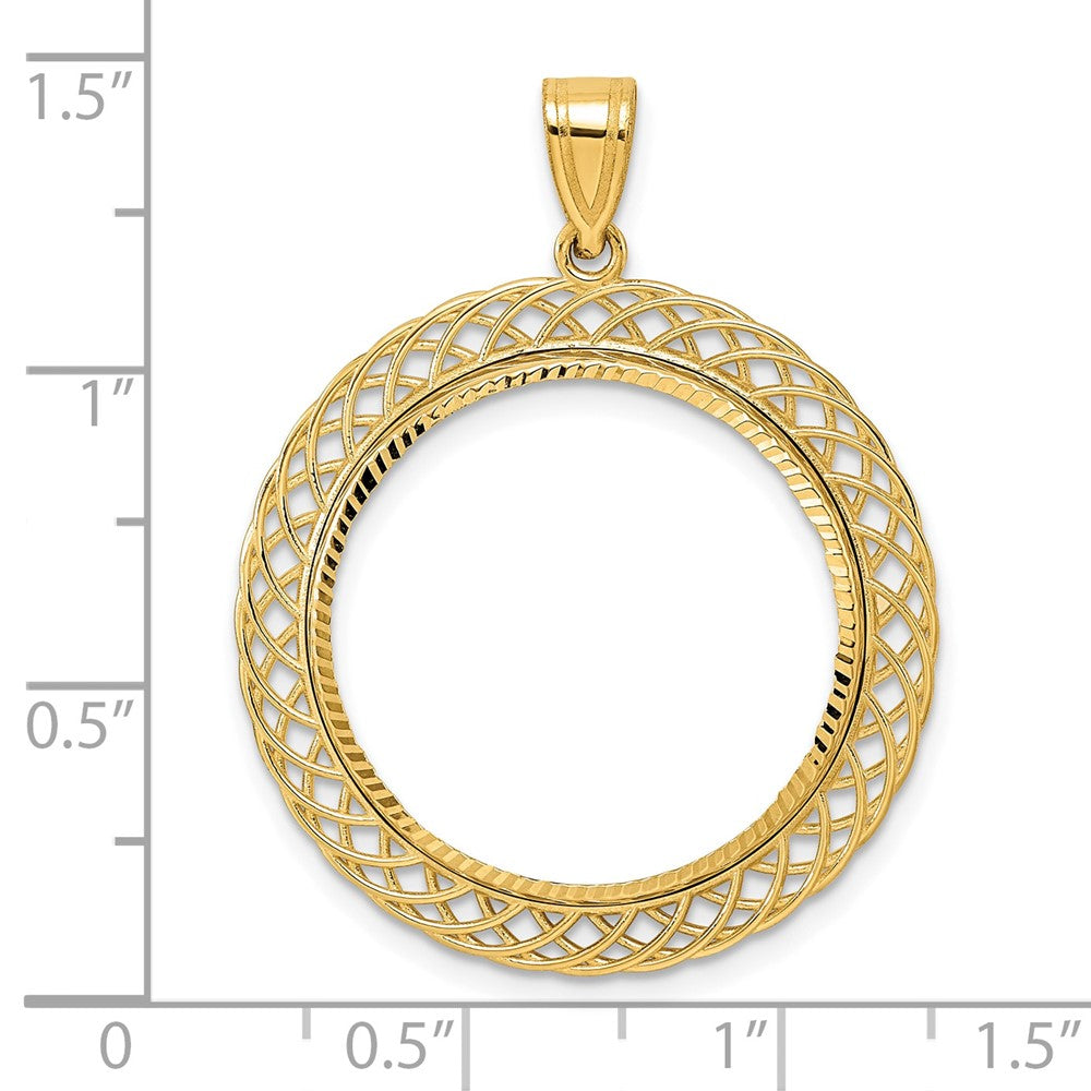 14k Diamond Cut Quad Loop with 22.0mm Prong Coin Bezel Pendant