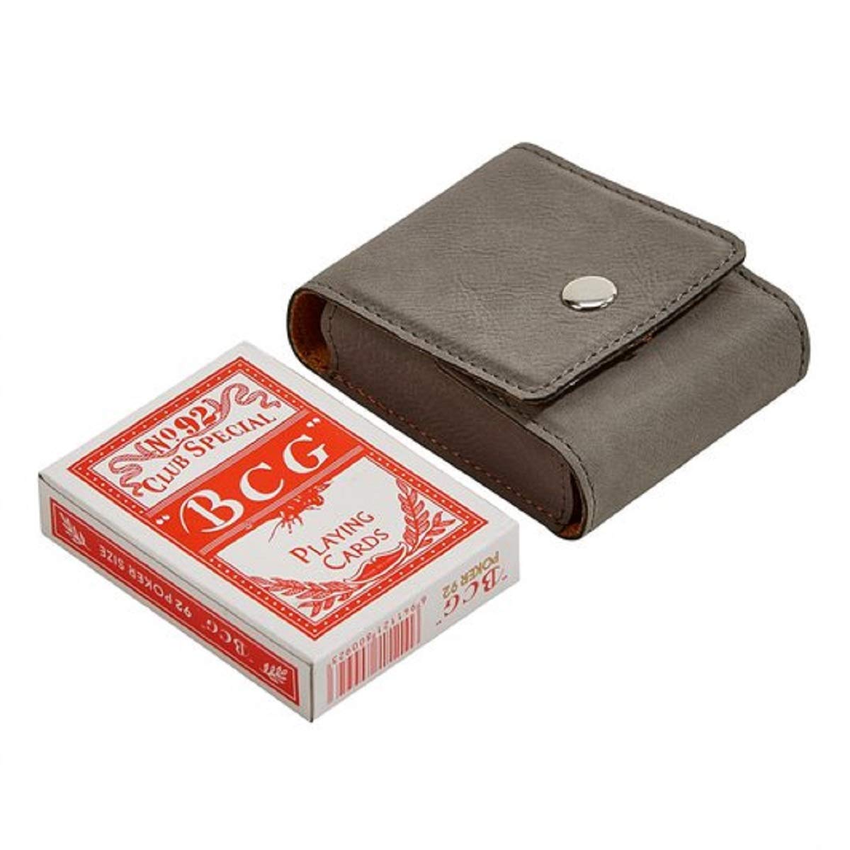 3.75" x 3" Taupe Gray Leatherette Playing Cards Case
