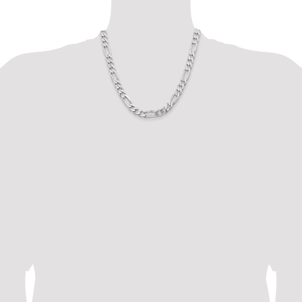Sterling Silver Rhodium-plated 9mm Figaro Chain 20 Inches