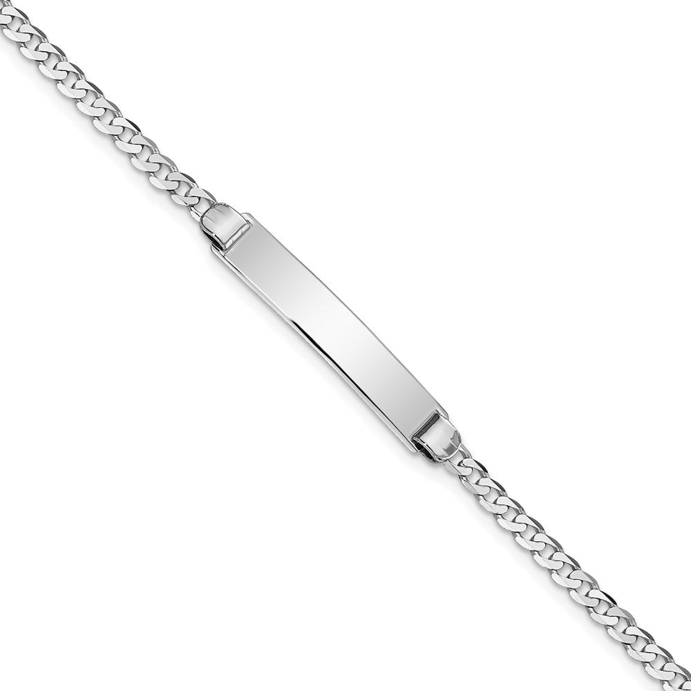 14k WG Flat Curb Link ID Bracelet 7 inches