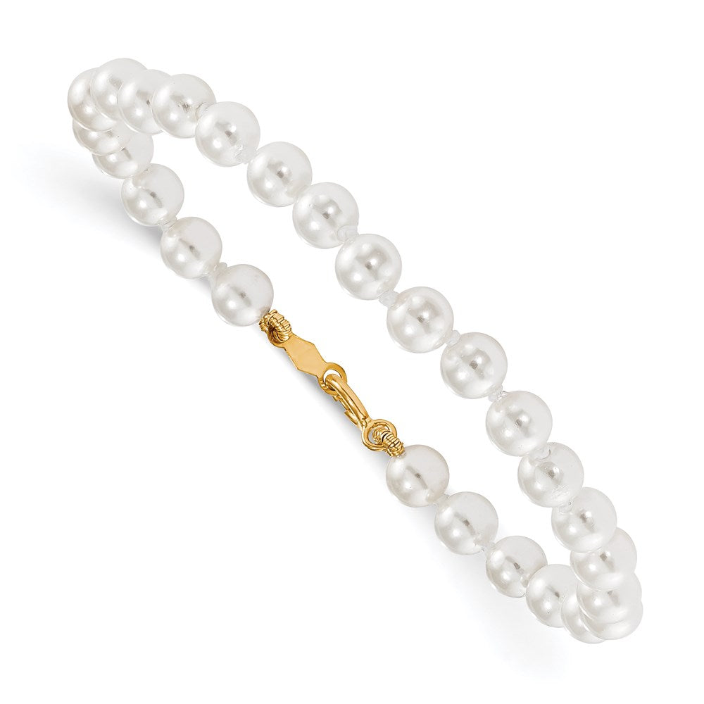 14k Madi K 4.5mm-5.5mm White Imitation Shell Pearl 5.25 inch Bracelet 5.25 inches