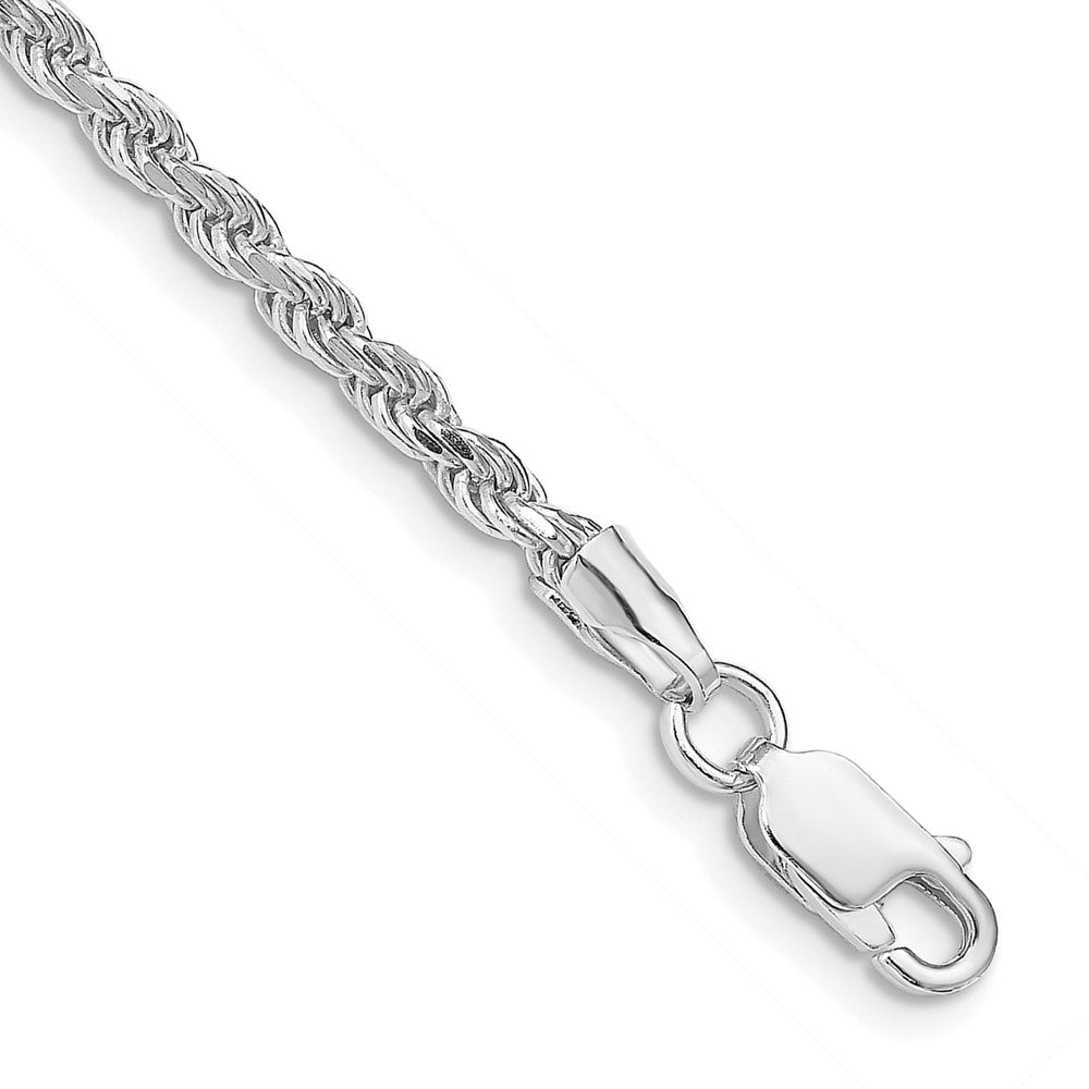 Sterling Silver Rhodium-plated 2.75mm Diamond-cut Rope Chain 7 inches