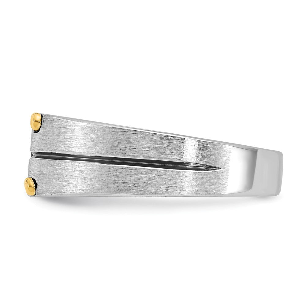 14k Two-tone IBGoodman Men's Polished and Satin 1/5 carat Diamond Complete Ring