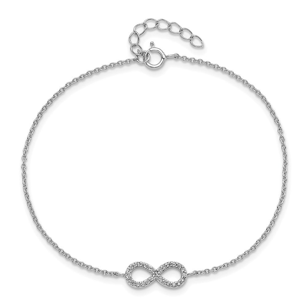 Cheryl M Sterling Silver Rhodium-plated Brilliant-cut CZ Infinity 7 Inch Bracelet with 1 Inch Extender 8 inches