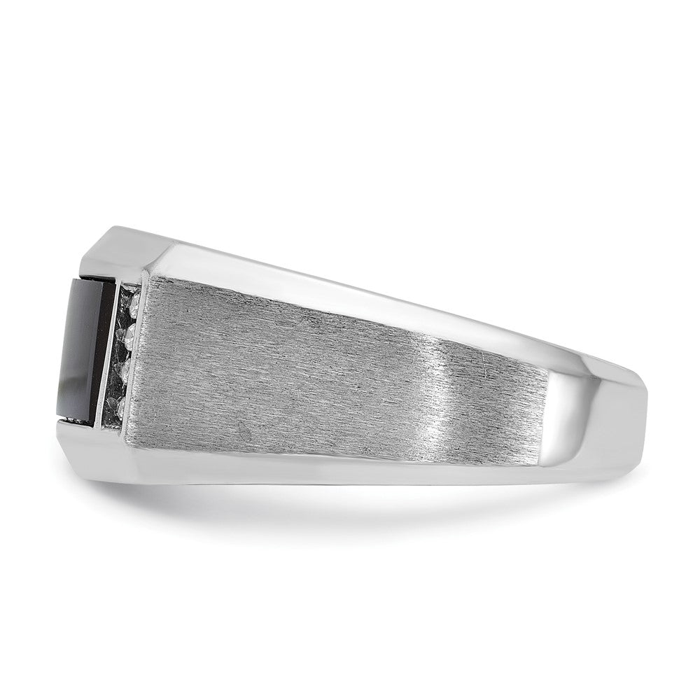 14k White Gold IBGoodman Men's Satin Onyx and 1/15 carat Diamond Complete Ring
