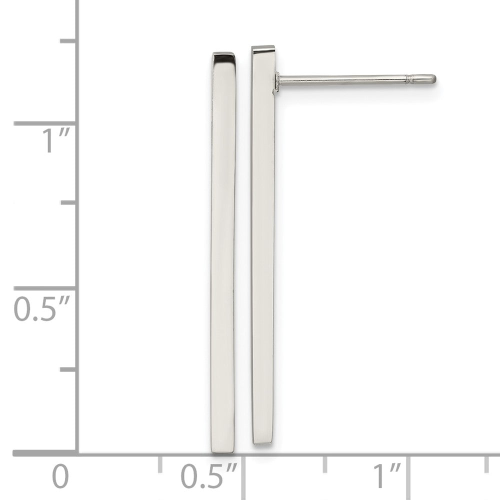Stainless Steel Polished Bar Post Earrings