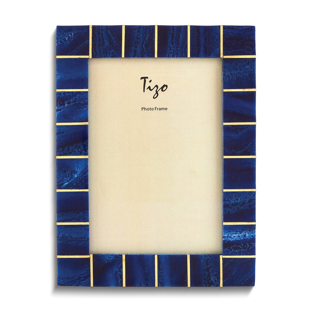 Blue Resin with Brass Accent 5x7 Photo Frame