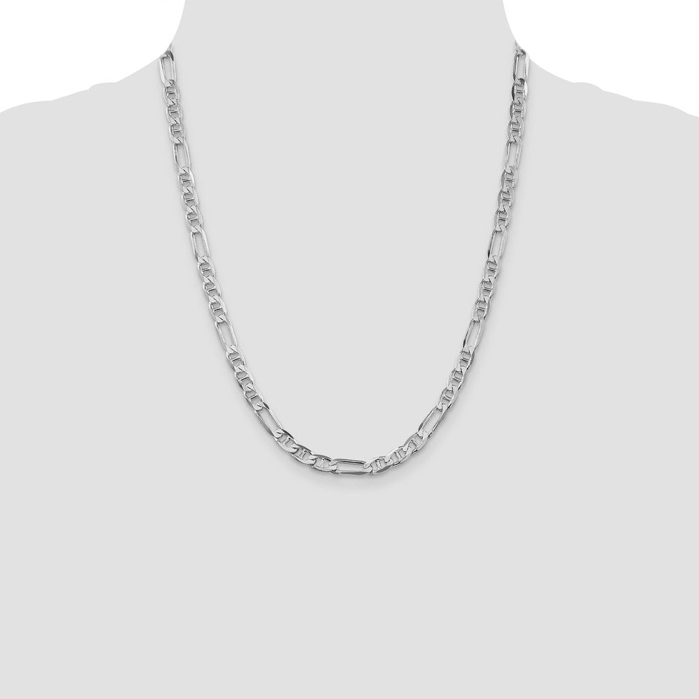 Sterling Silver Rhodium-plated 5.5mm Figaro Anchor Chain 22 Inches