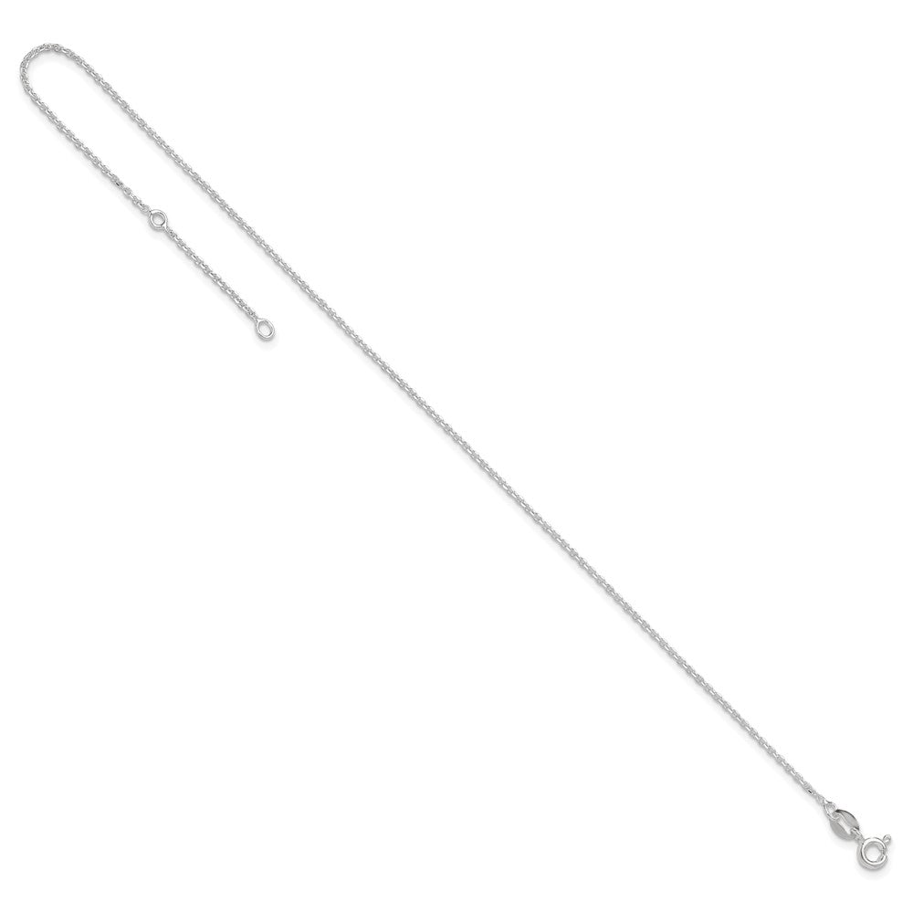 Sterling Silver 1mm Diamond-cut 9in Plus 1in ext. Anklet 10 inches