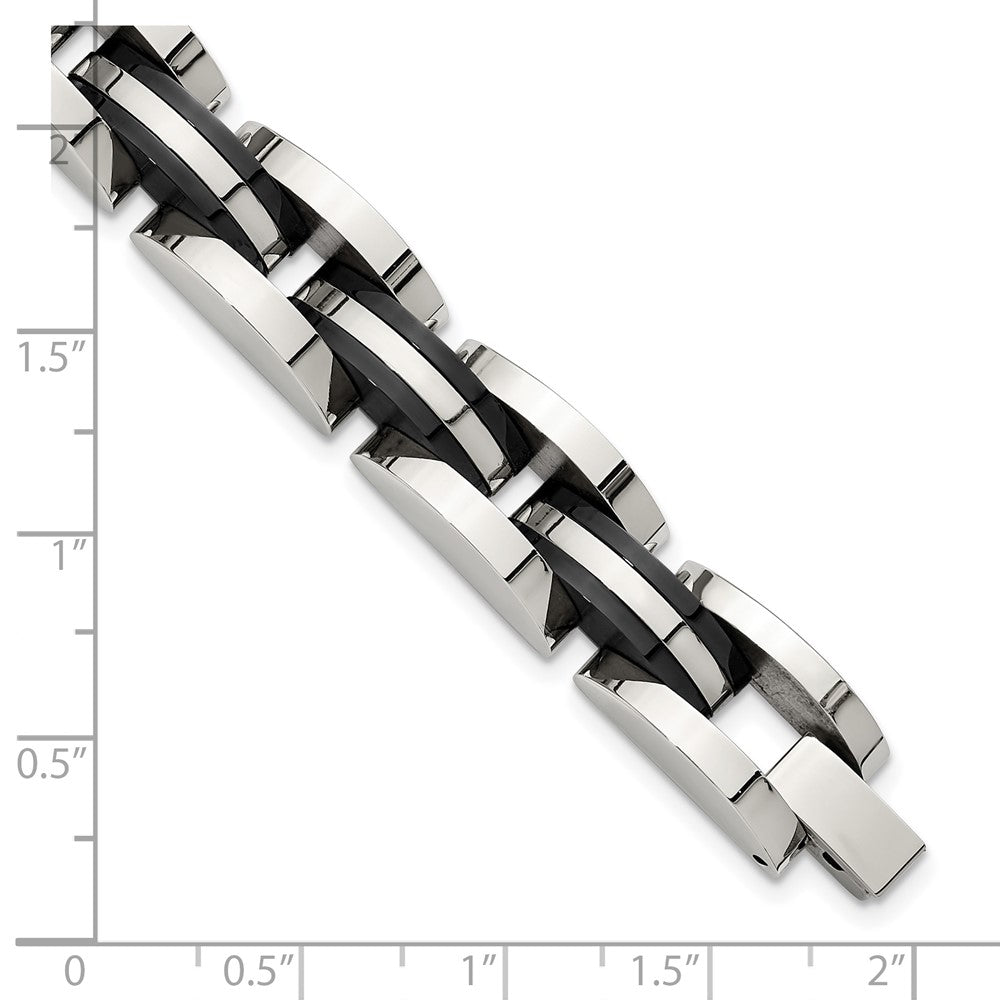 Chisel Stainless Steel Polished Black IP-plated 8.5 inch Bracelet 8.5 inches