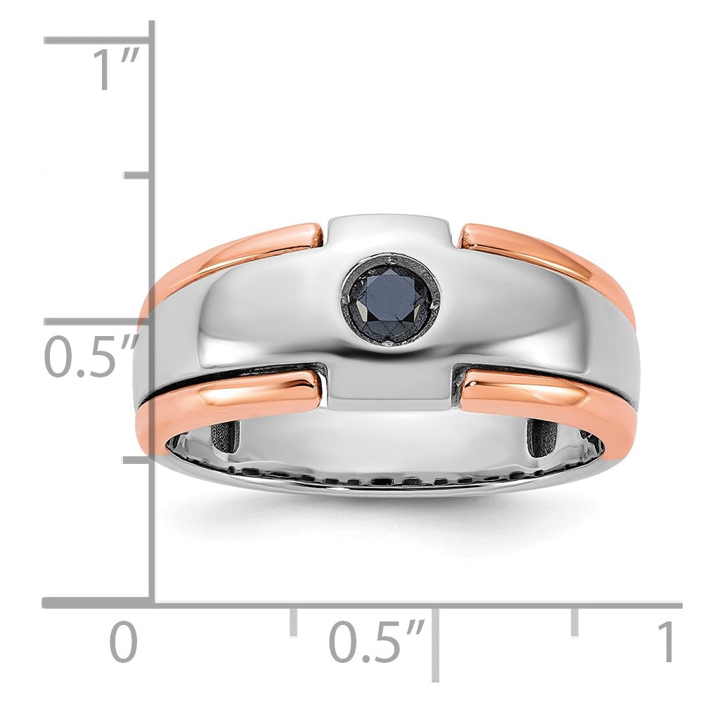 14k Two-tone White/Rose Gold IBGoodman Men's 1/4 carat Black Diamond Complete Ring Size 10