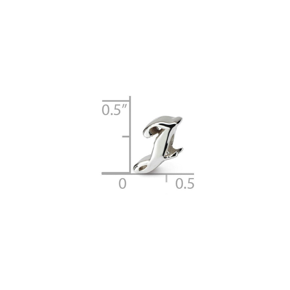 Reflection Beads QRS1430J Sterling Silver Letter J Script Bead