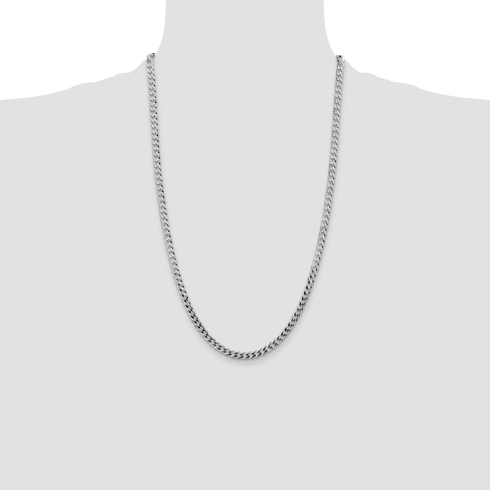 Sterling Silver Rhodium-plated 4.7mm Flat Curb Chain