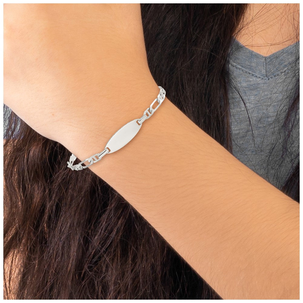 Sterling Silver Polished Engraveable 5in Plus 1in EXT Childrens ID Bracelet 5 inches