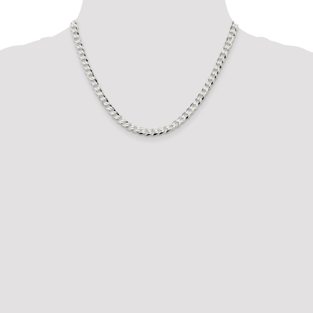 Sterling Silver 5.75mm Flat Curb Chain 18 Inches