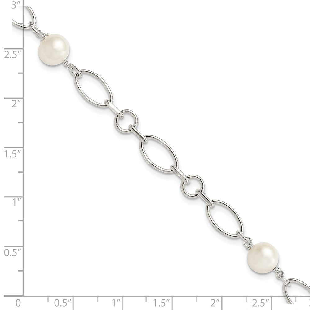 Sterling Silver Polished FW Cultured Pearl Bracelet 7.5 inches