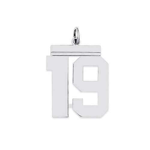 Sterling Silver/Rhodium-plated Polished Number 19 Charm Q-QPL19