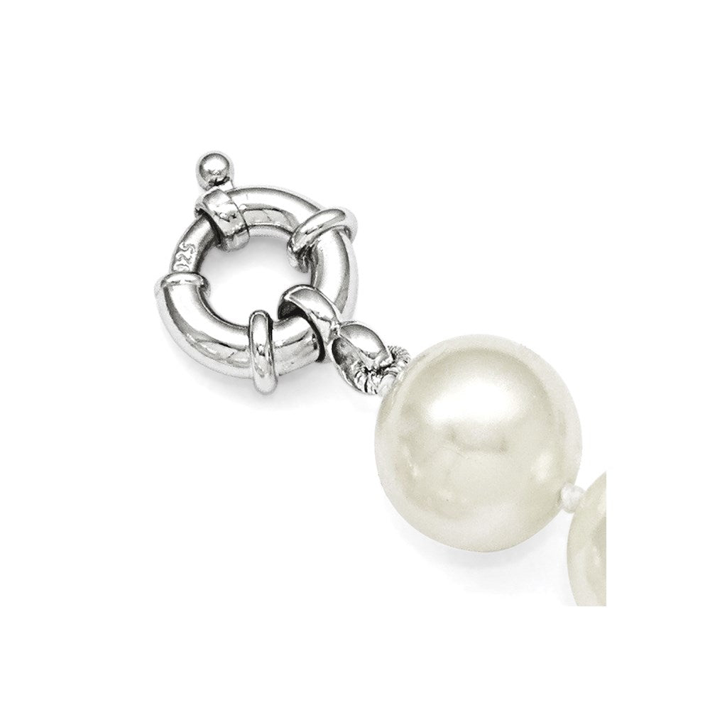 Majestik Sterling Silver Rhodium-plated 12-13mm White Imitation Shell Pearl Hand-knotted Necklace 20 Inches