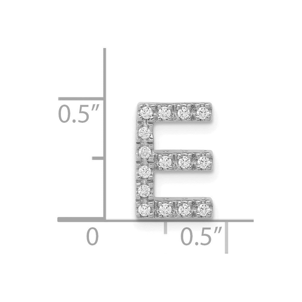 14K White Gold Diamond Letter E Initial Charm