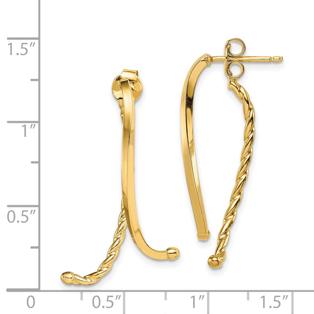 14k Polished & Twisted Front & Back Post Earrings