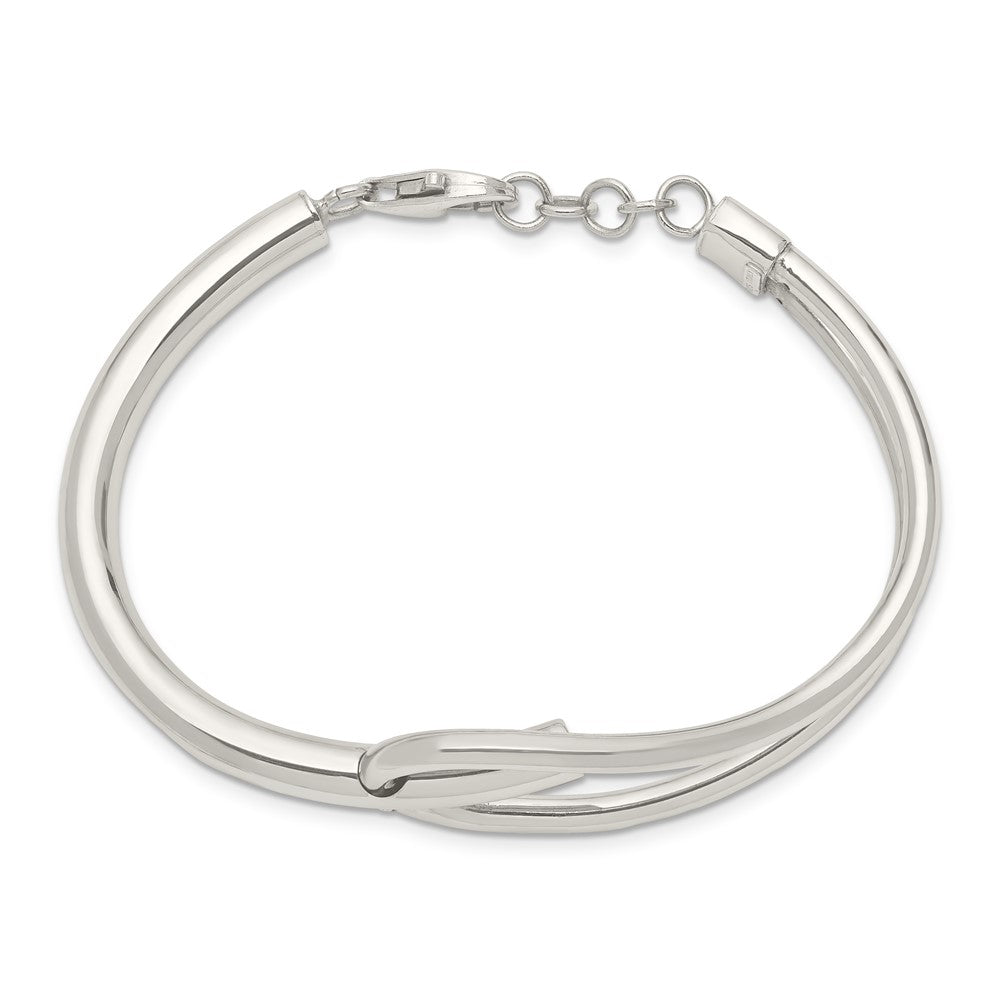 Sterling Silver Polished with Safety Chain Bangle