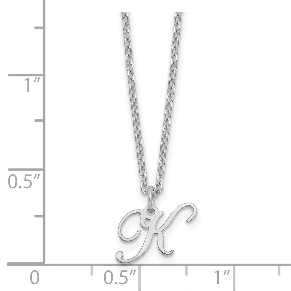 Sterling Silver Rhodium-plated Letter K Initial Necklace