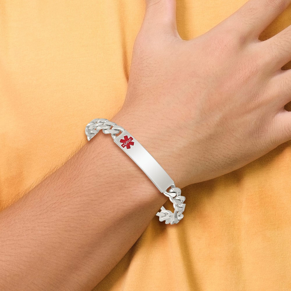 Sterling Silver Polished Medical Figaro Anchor Link ID Bracelet 7.5 inches