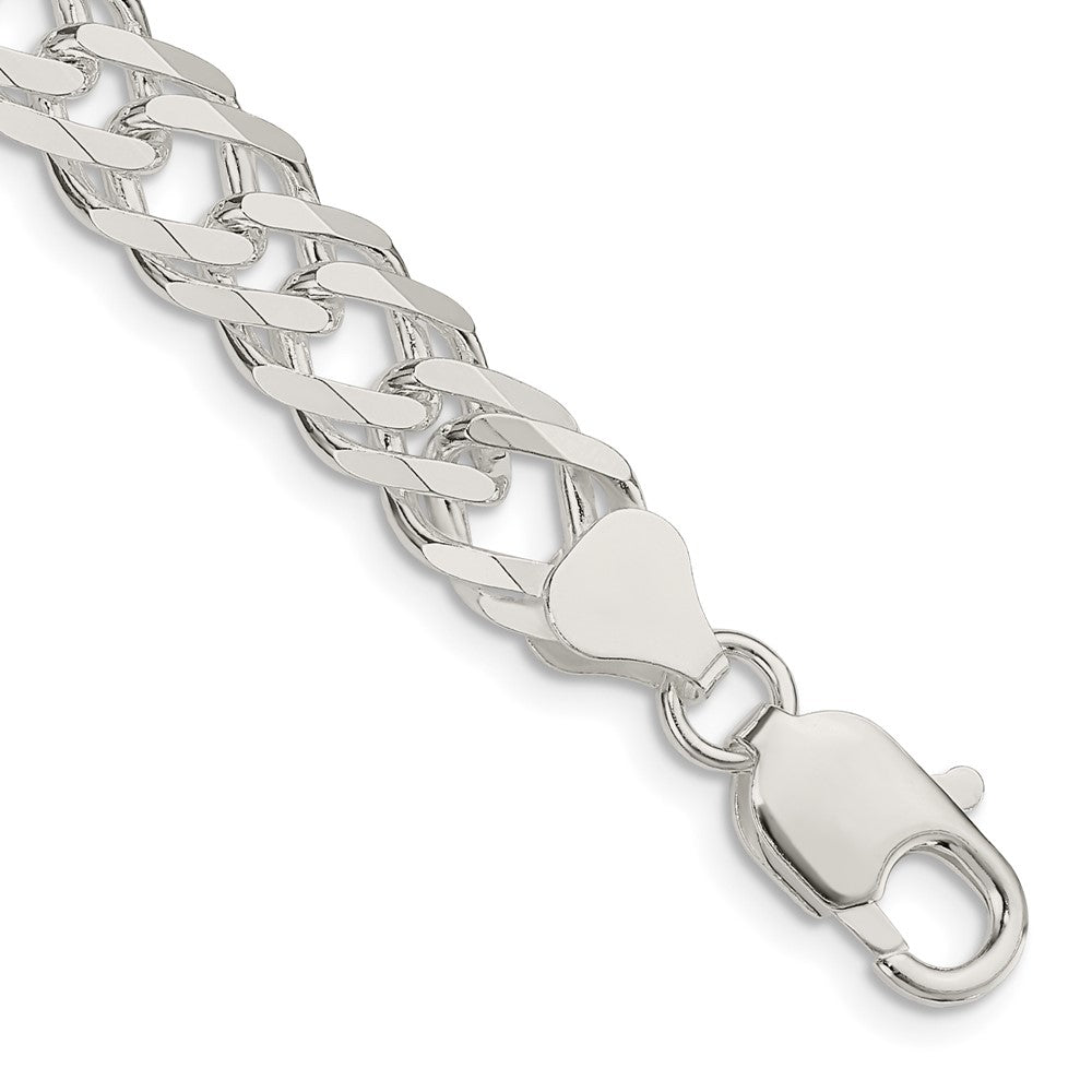 Sterling Silver 7.75mm 6 Side D/C Flat Double Curb Chain 8 inches
