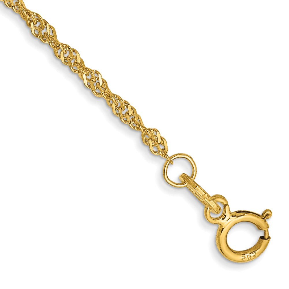 14K 7 inch 1.40mm Singapore with Spring Ring Clasp Chain 7 inches