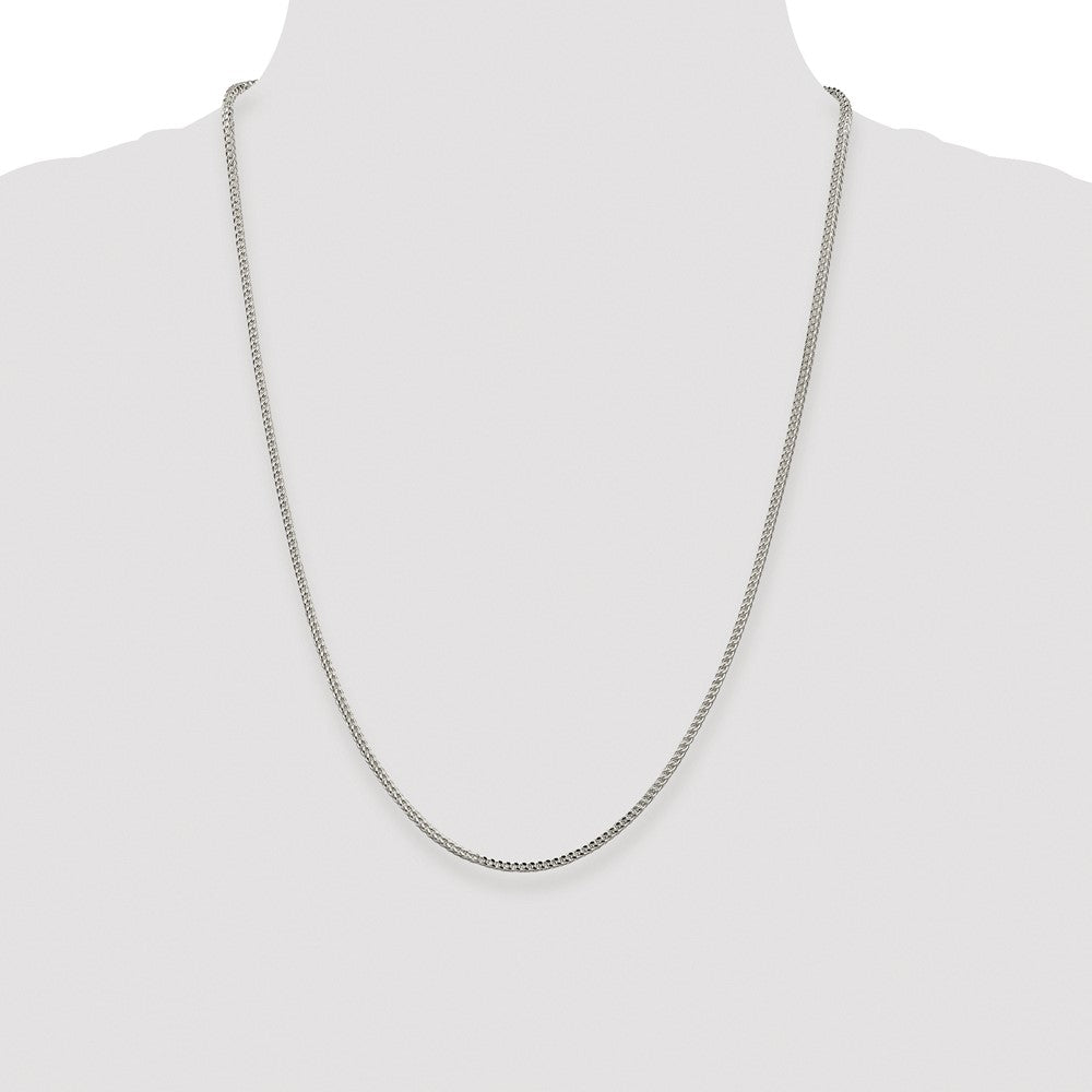 Sterling Silver Rhodium-plated 2mm D/C Square Franco Chain