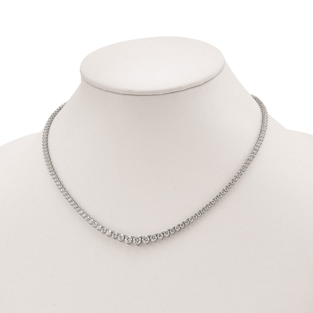 Sterling Shimmer Sterling Silver Rhodium-plated 17 inch 157 Stone Graduated CZ Necklace 17 Inches
