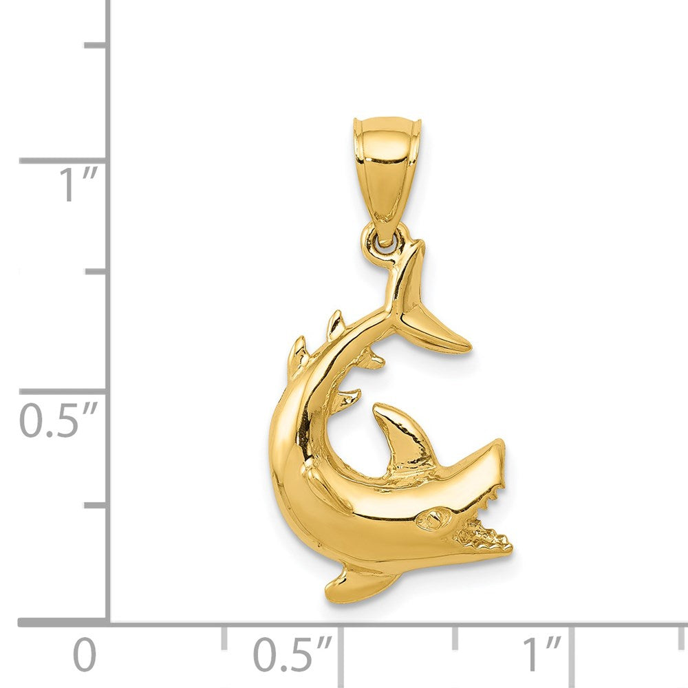 14K Shark Pendant Yellow Gold