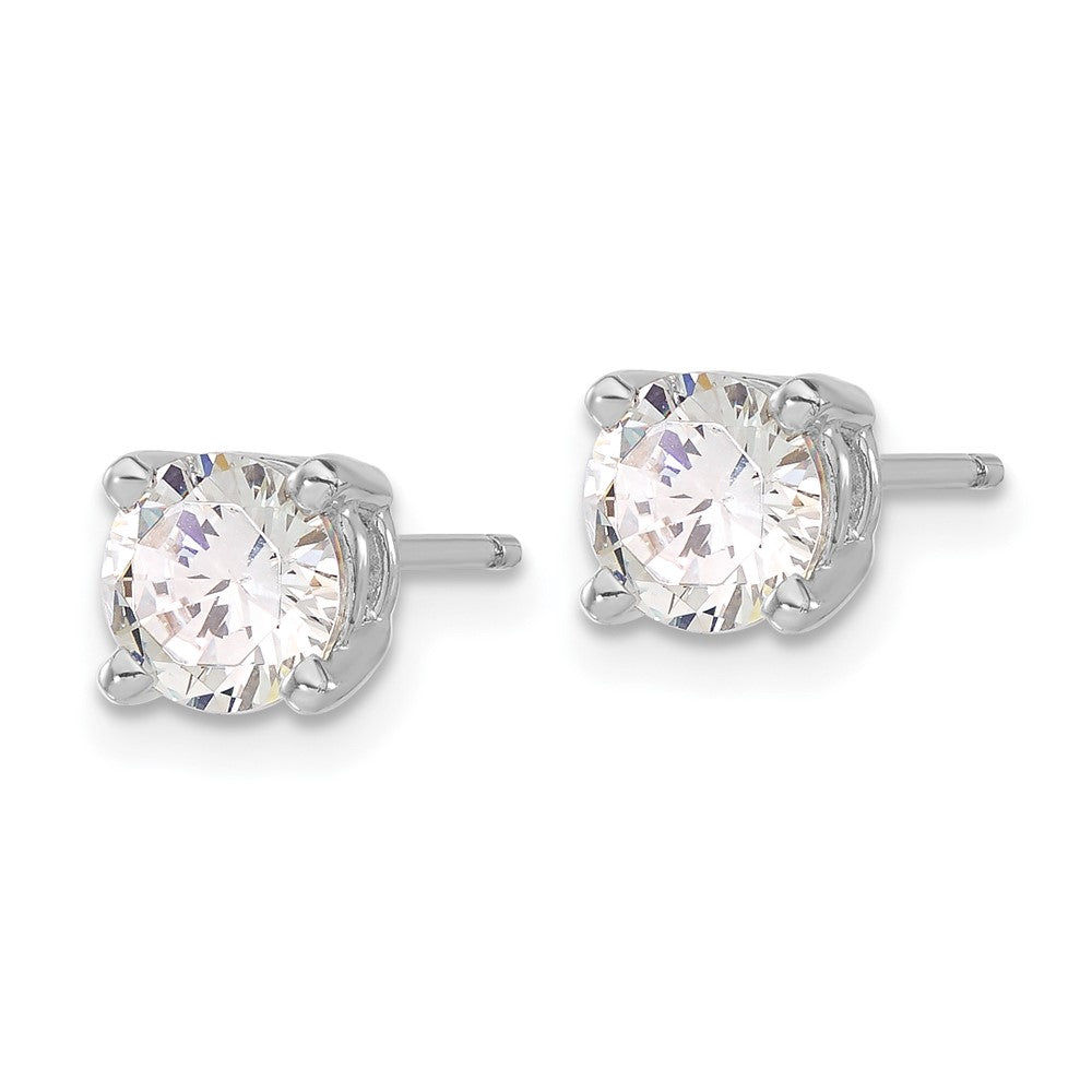 Sterling Silver Rhodium-plated Diamonore CZ 6mm Stud Earrings
