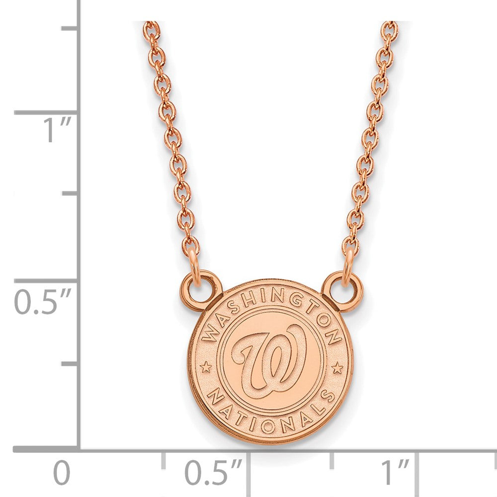 Sterling Silver Rose Gold-plated MLB LogoArt Washington Nationals Small Pen