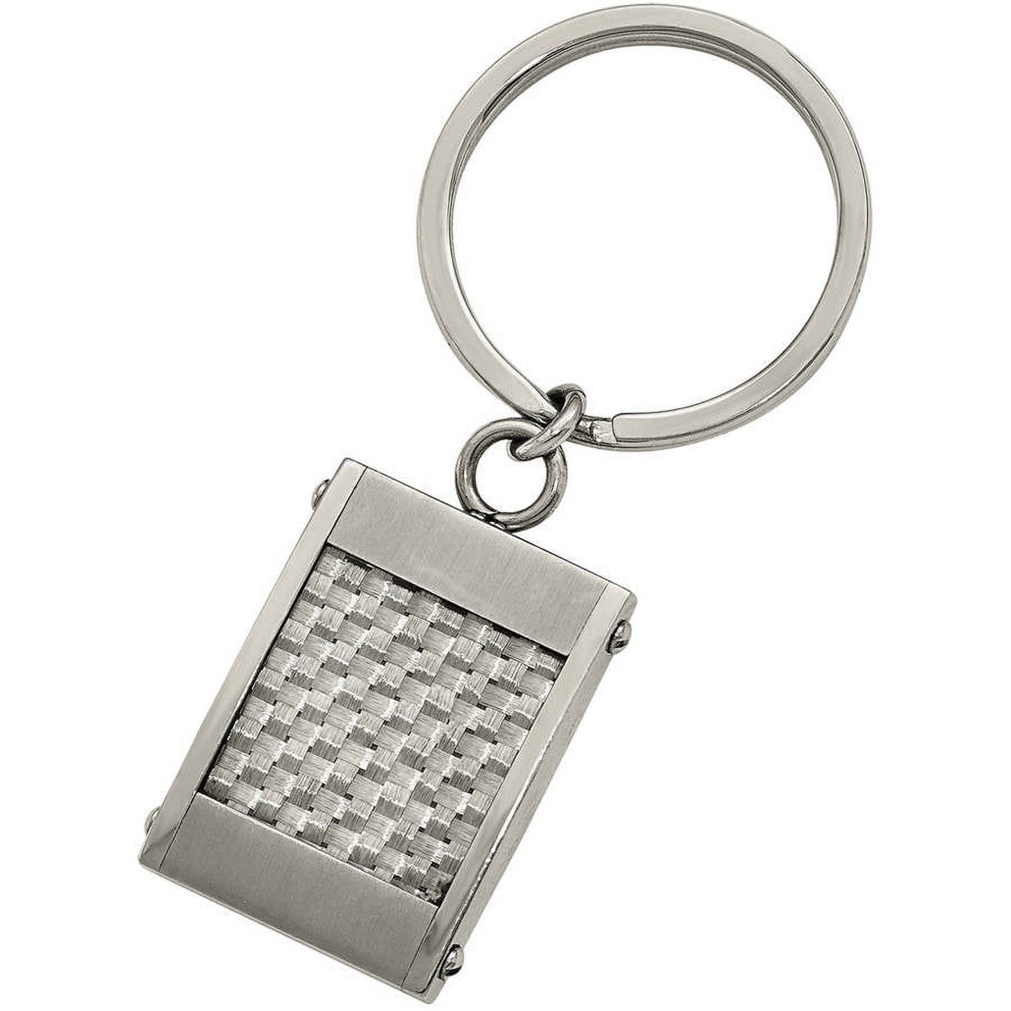 Primal Steel Stainless Steel Brushed and Polished Grey Carbon Fiber Inlay Key Chain