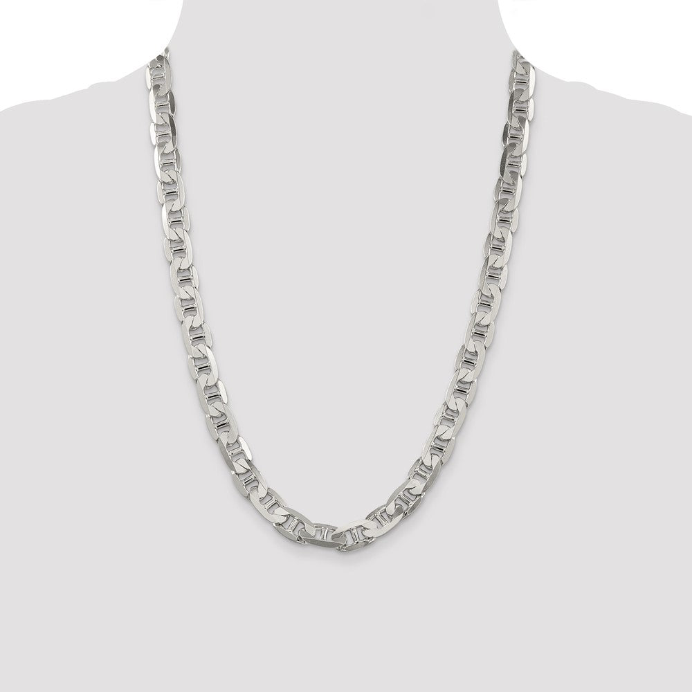 Sterling Silver 9.5mm Flat Anchor Chain 24 Inches