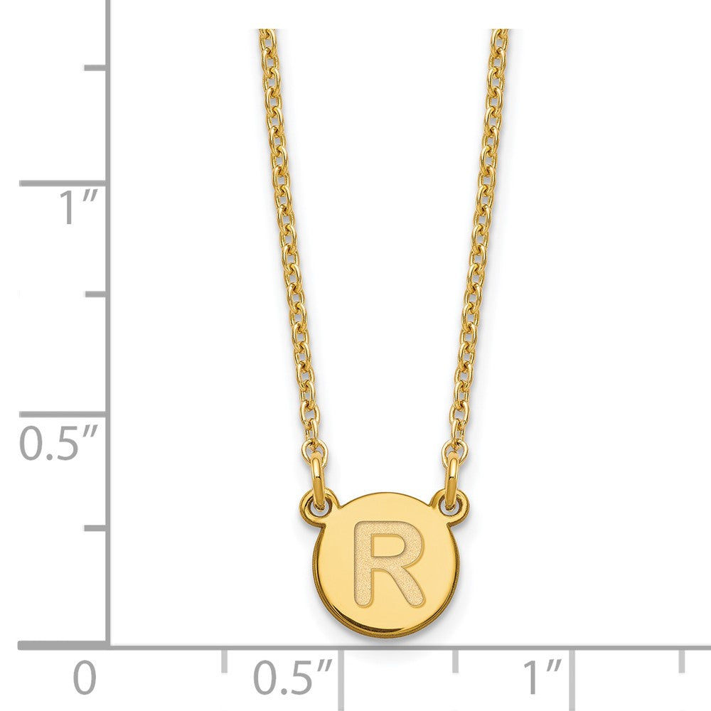 Sterling Silver Gold-plated Tiny Circle Block Letter R Initial Necklace