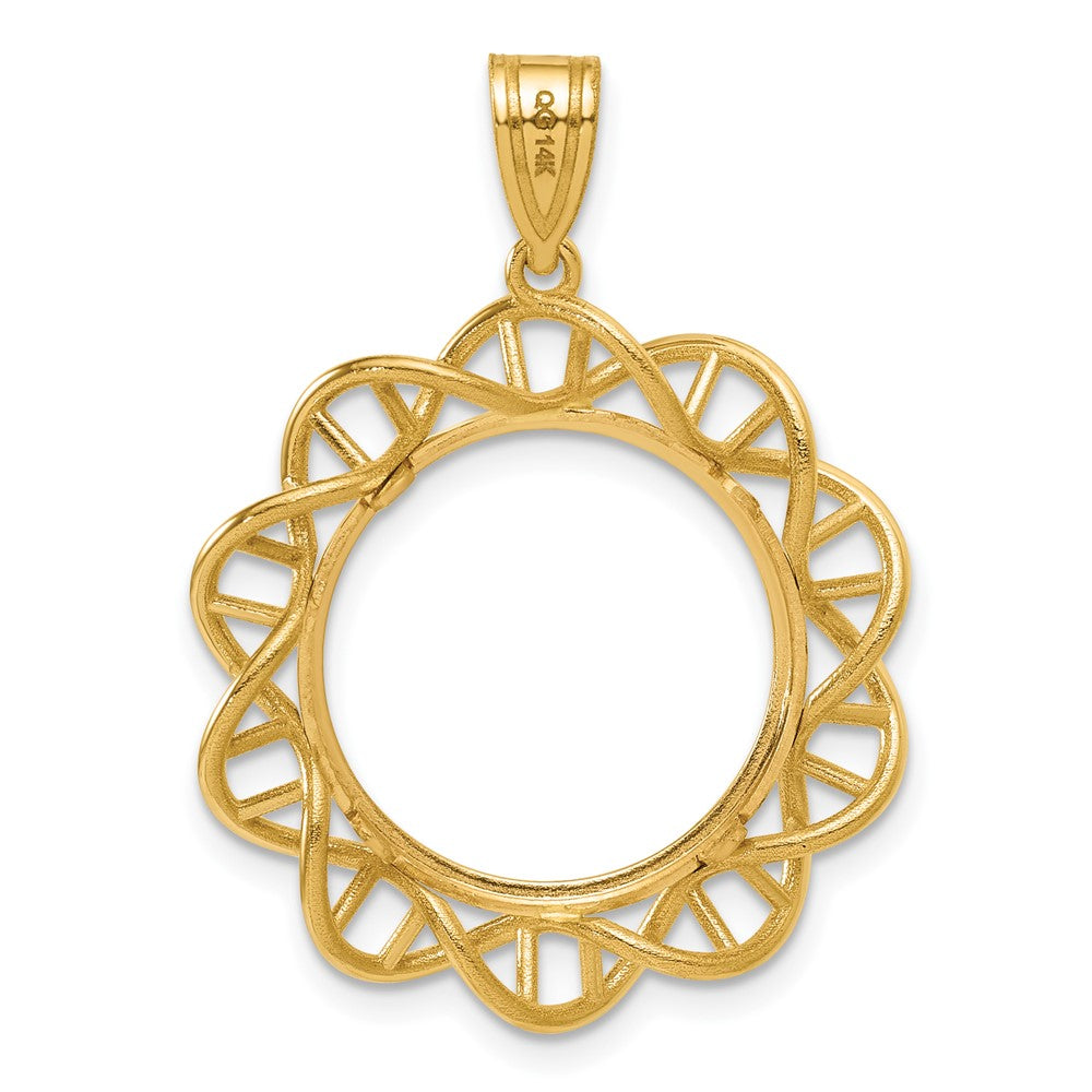 14k Polished Singapore with 16.5mm Prong Coin Bezel Pendant